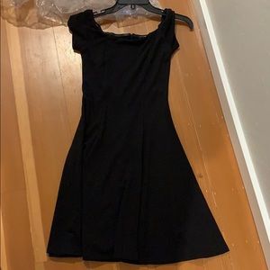 black scoop neck skater dress